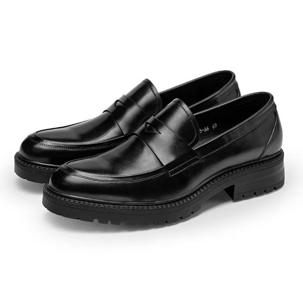 Mocassins Pour Hommes Chaussures À Enfiler Chics Cuir Luxe - Noir