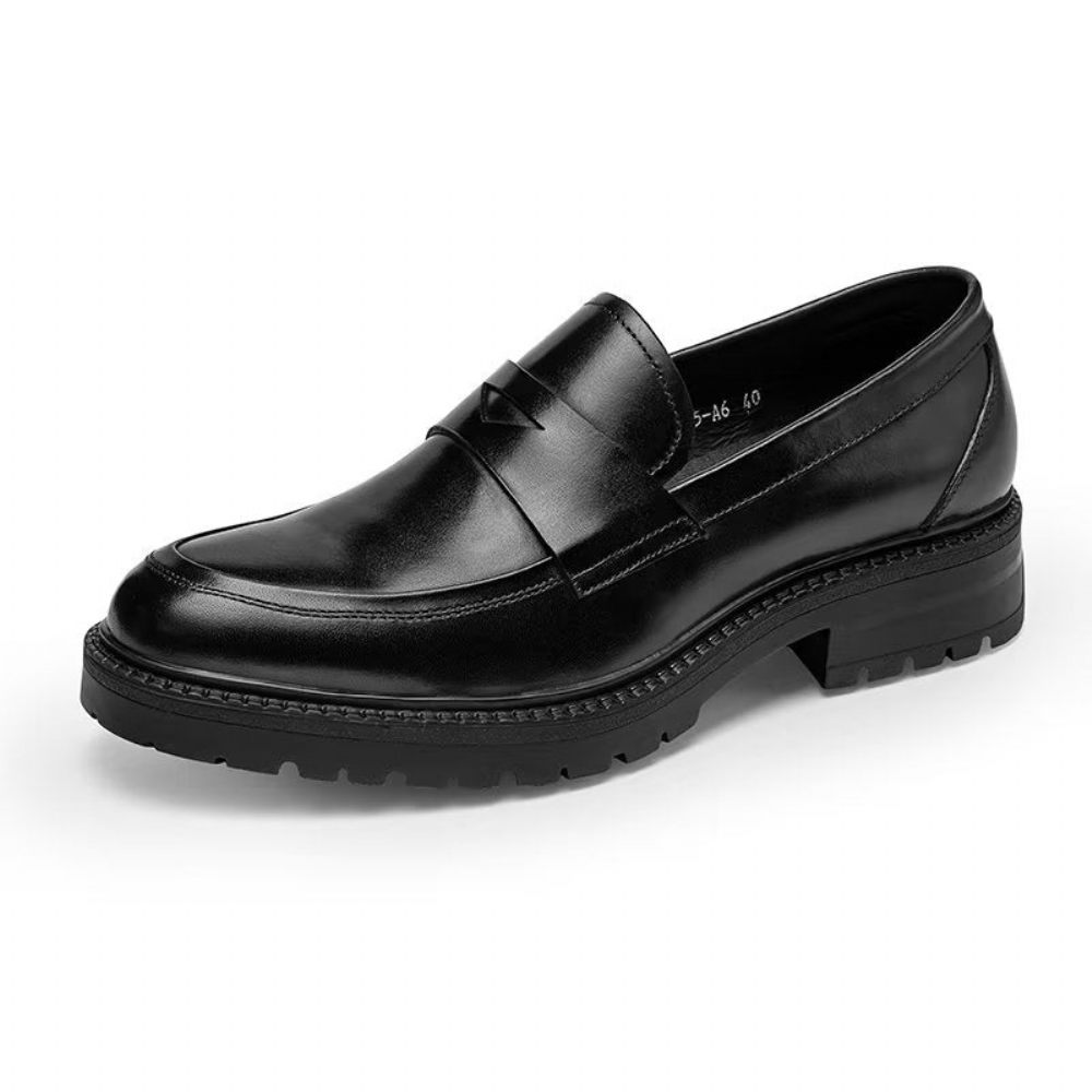 Mocassins Pour Hommes Chaussures À Enfiler Chics Cuir Luxe - Noir