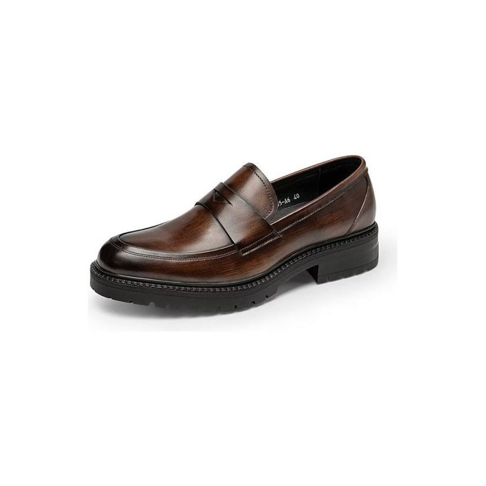 Mocassins Pour Hommes Chaussures À Enfiler Chics Cuir Luxe - Café