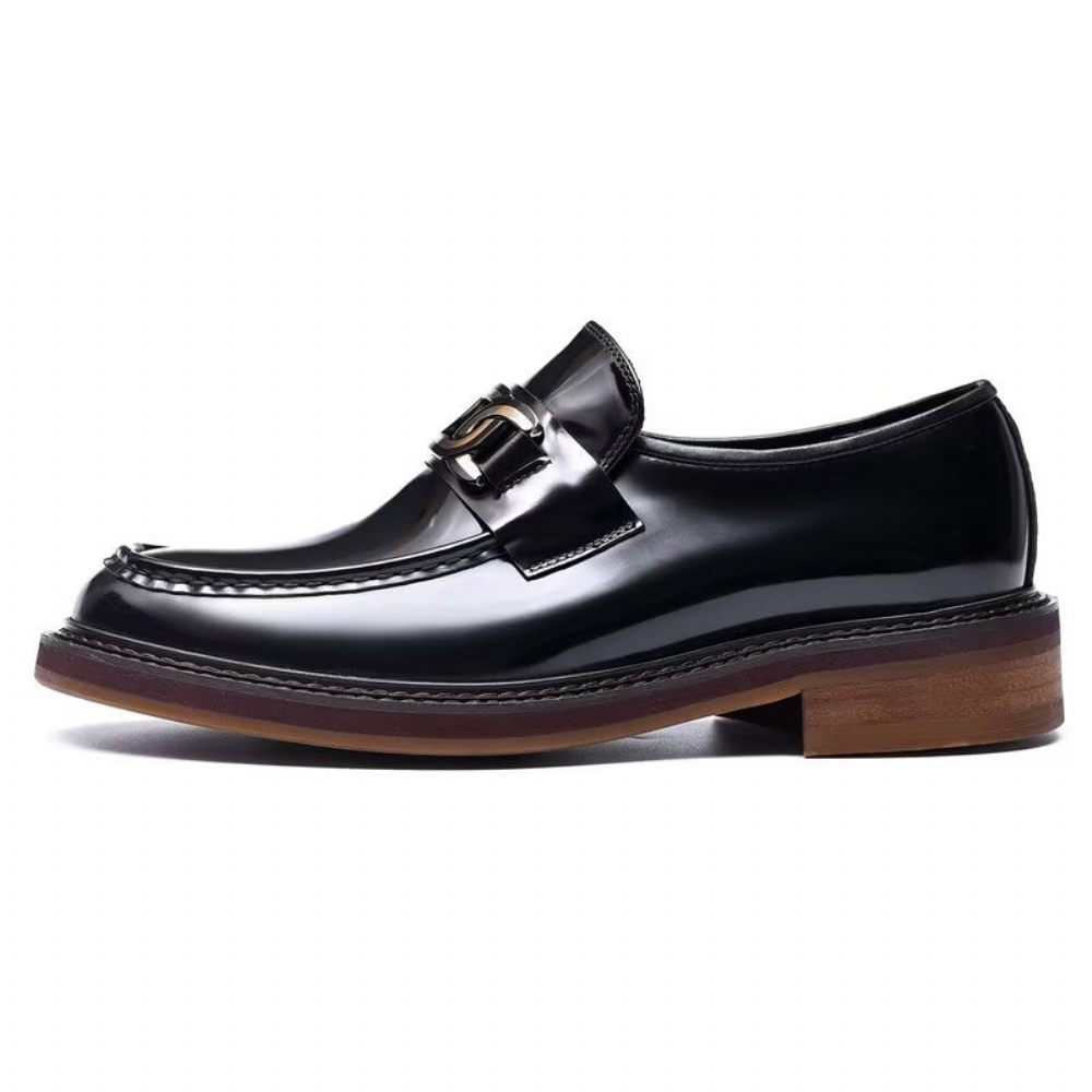 Mocassins Pour Hommes Chaussures À Enfiler Cuir Luxe - Noir