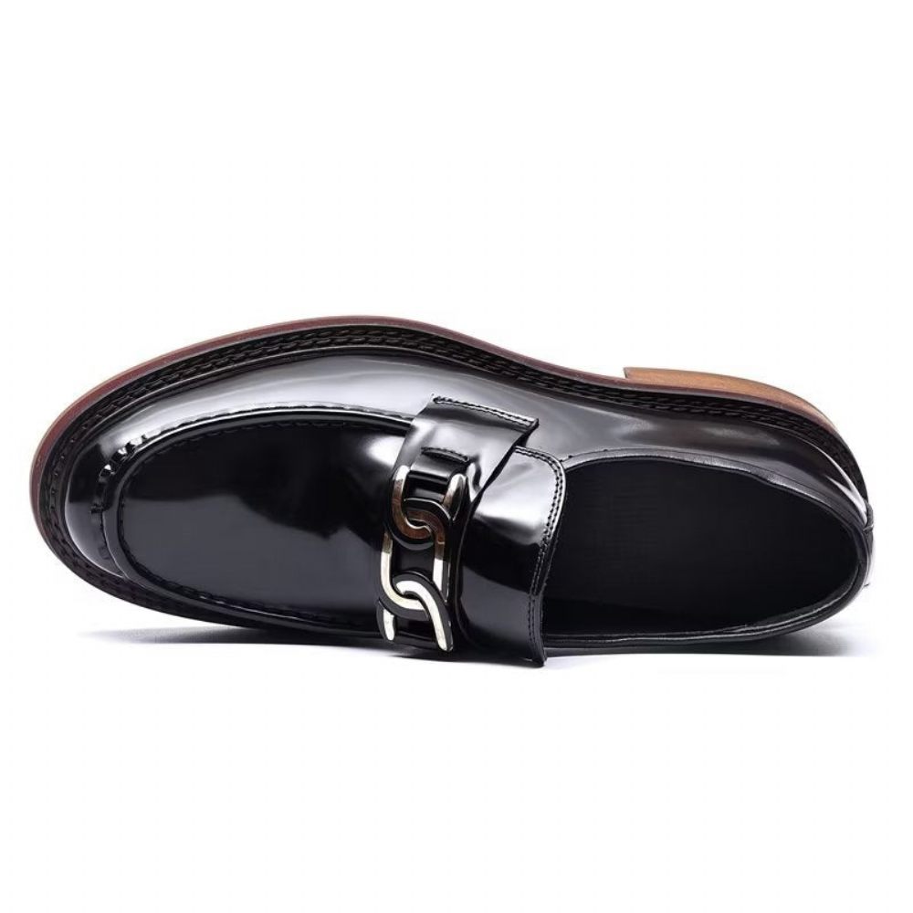 Mocassins Pour Hommes Chaussures À Enfiler Cuir Luxe - Noir