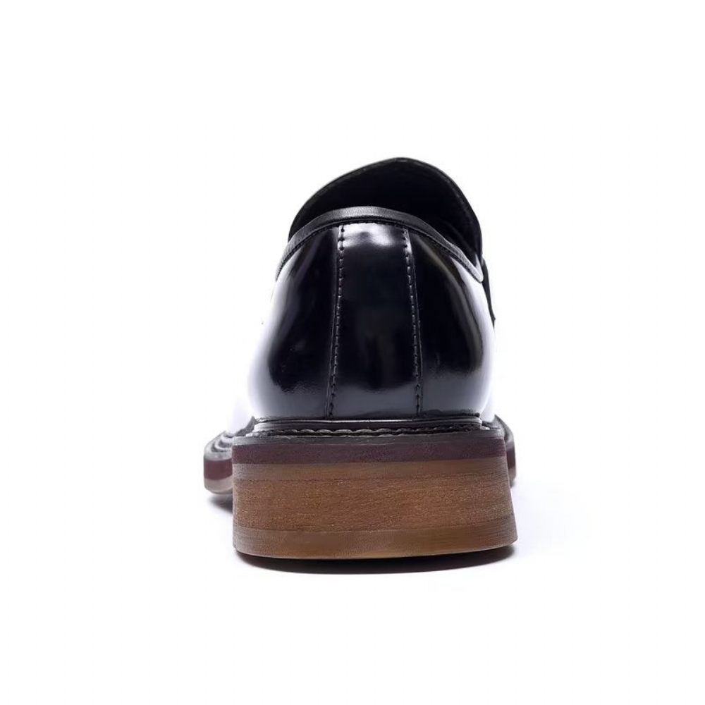 Mocassins Pour Hommes Chaussures À Enfiler Cuir Luxe - Noir