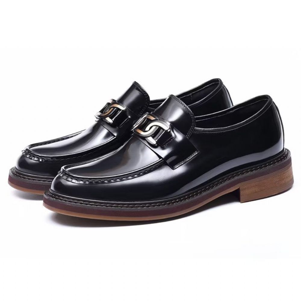 Mocassins Pour Hommes Chaussures À Enfiler Cuir Luxe - Noir