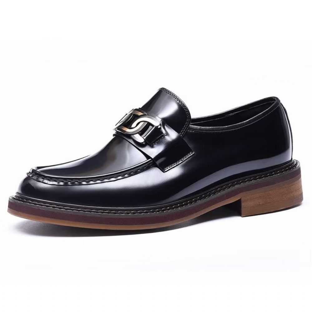 Mocassins Pour Hommes Chaussures À Enfiler Cuir Luxe - Noir