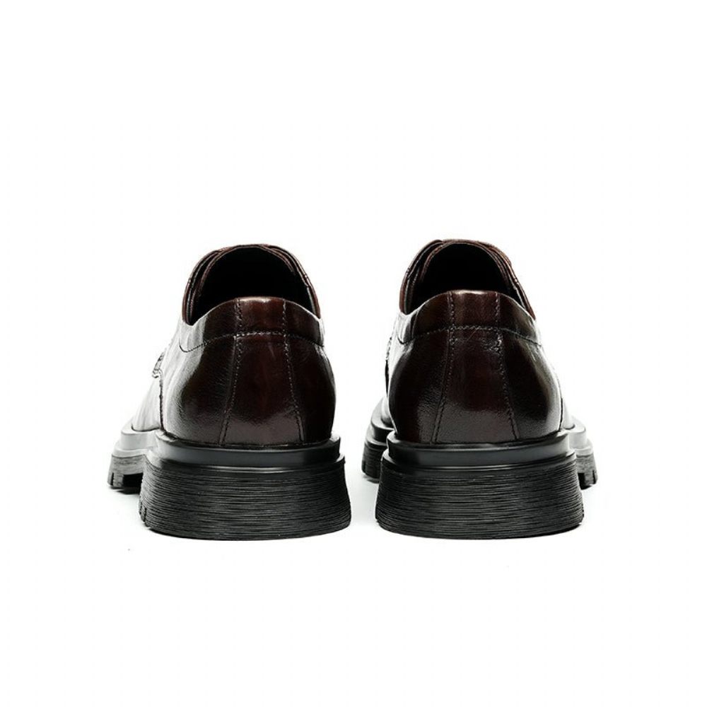 Mocassins Pour Hommes Chaussures Mariée Dentelle À Bout Rond - Café