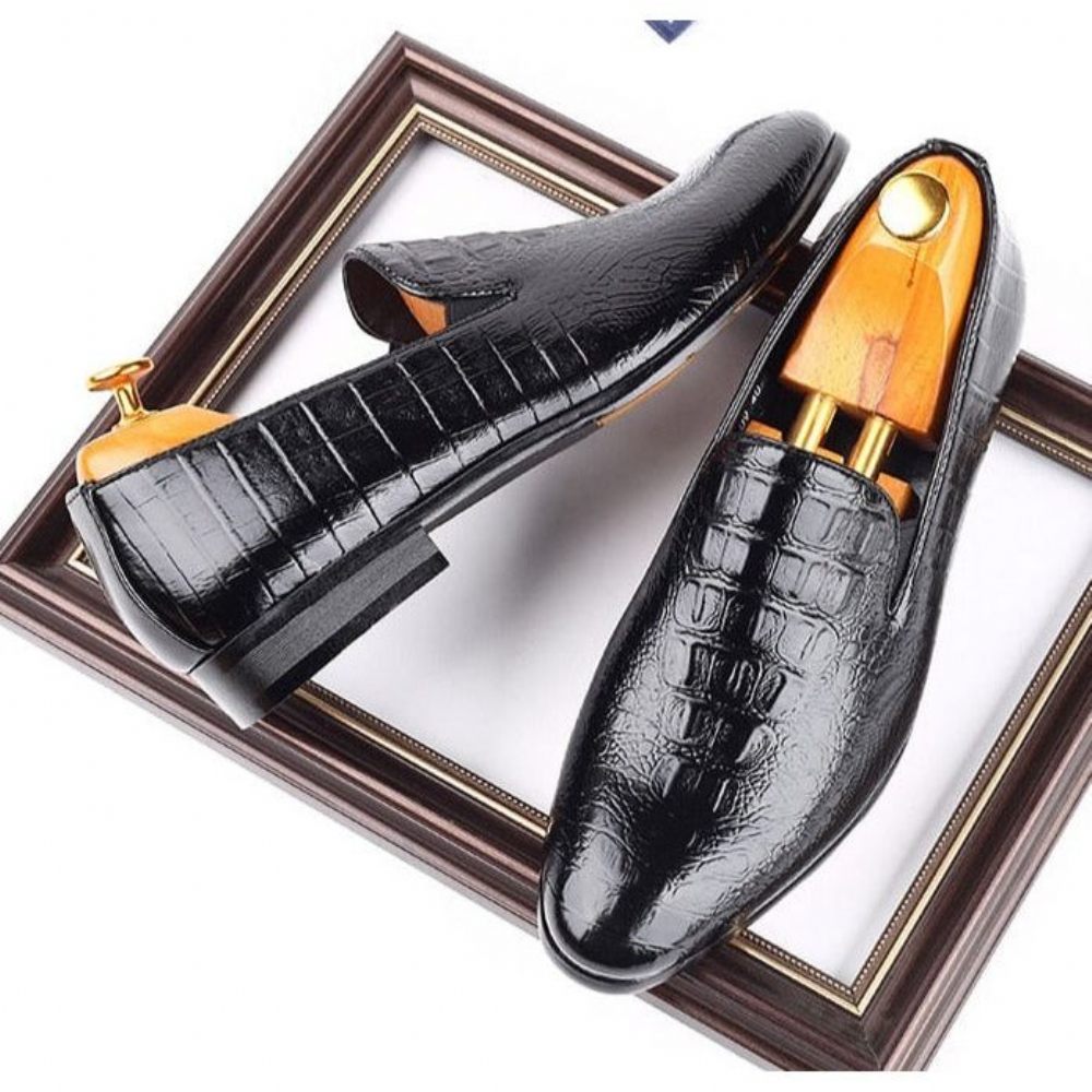 Mocassins Pour Hommes Chaussures Richelieu À Enfiler - Noir