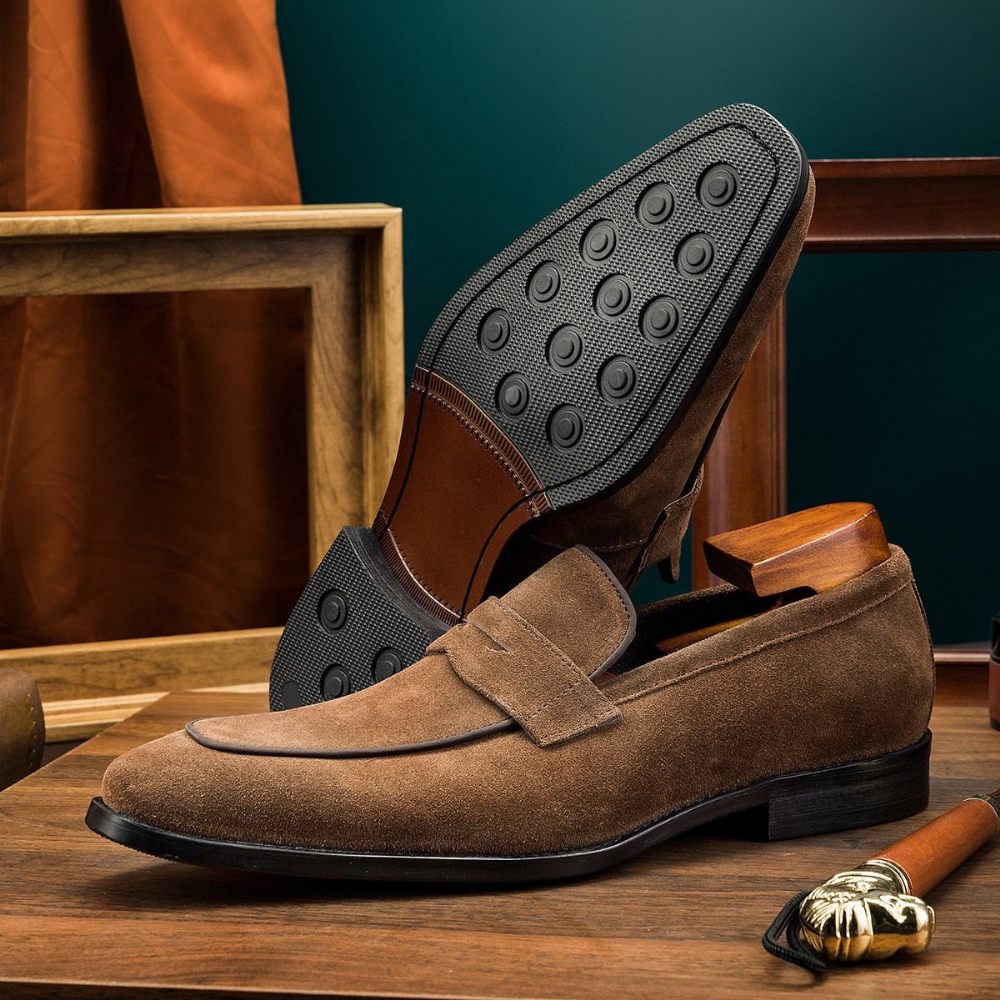 Mocassins Pour Hommes Chaussures Richelieu À Enfiler Motif Exotique Chic - Café