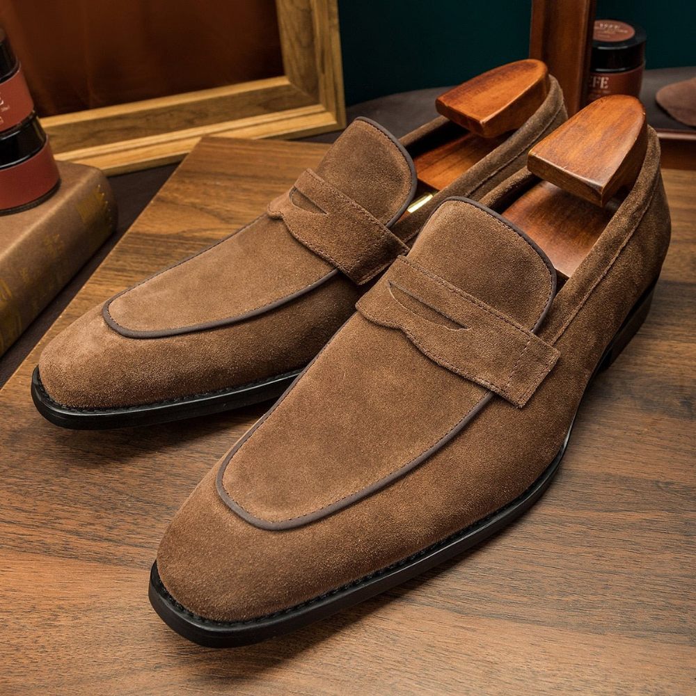 Mocassins Pour Hommes Chaussures Richelieu À Enfiler Motif Exotique Chic - Café