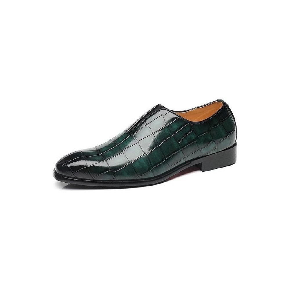 Mocassins Pour Hommes Chaussures Richelieu Exotiques À Bout Pointu - Vert