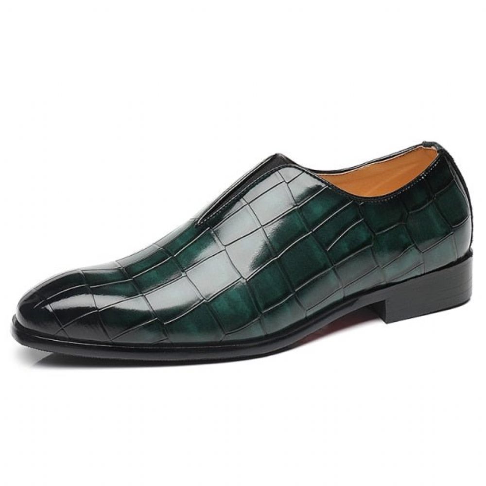 Mocassins Pour Hommes Chaussures Richelieu Exotiques À Bout Pointu - Vert