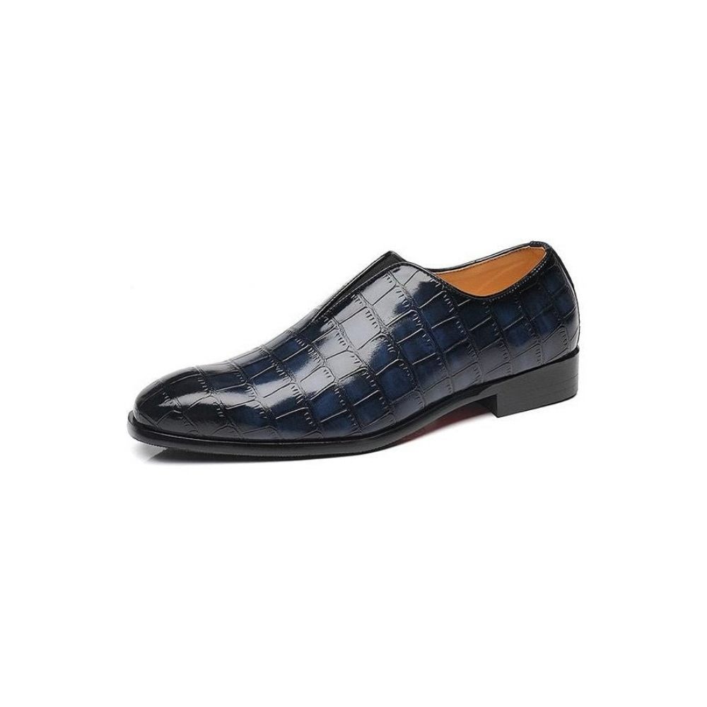 Mocassins Pour Hommes Chaussures Richelieu Exotiques À Bout Pointu - Bleu