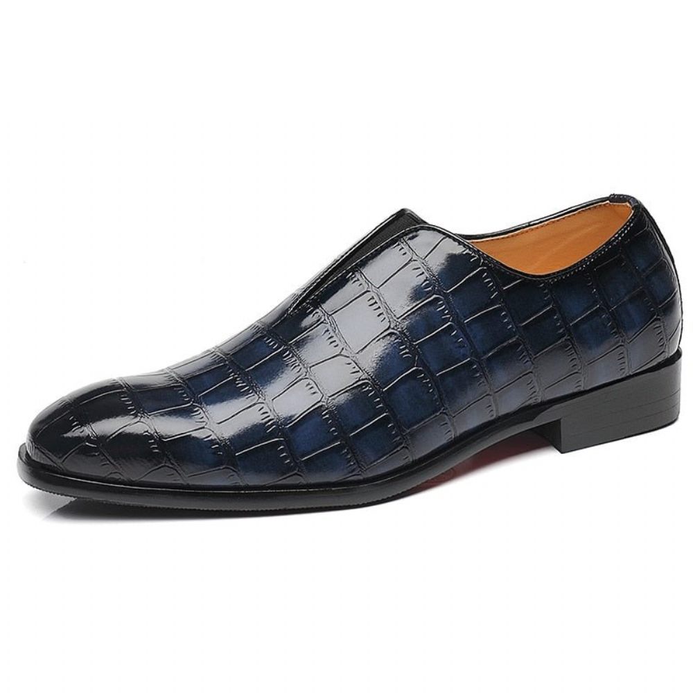 Mocassins Pour Hommes Chaussures Richelieu Exotiques À Bout Pointu - Bleu