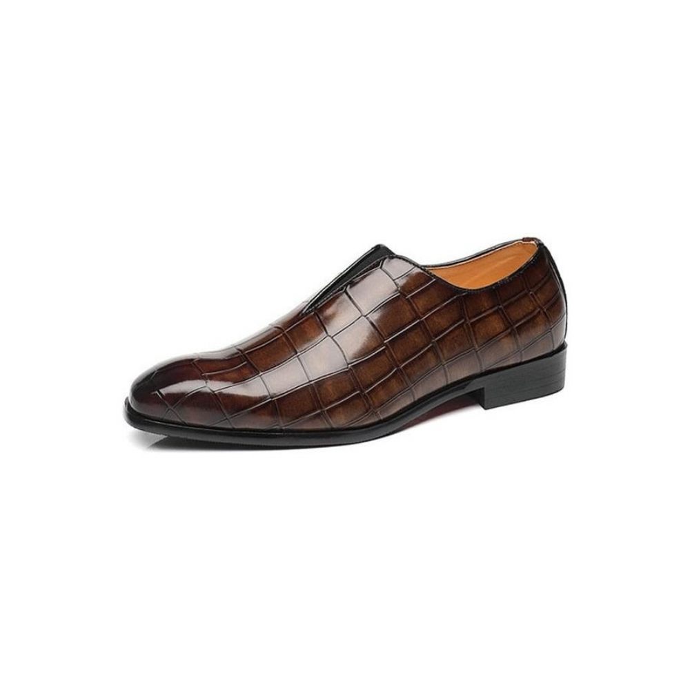 Mocassins Pour Hommes Chaussures Richelieu Exotiques À Bout Pointu - Café