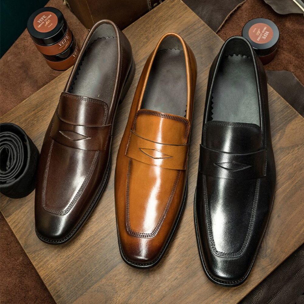 Mocassins Pour Hommes Chaussures Richelieu Exotiques À Bout Pointu - Noir