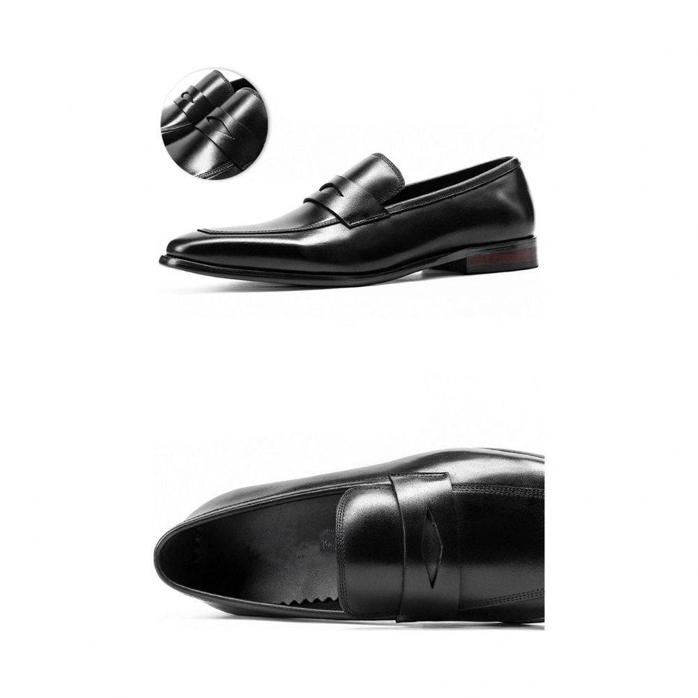 Mocassins Pour Hommes Chaussures Richelieu Exotiques À Bout Pointu - Noir