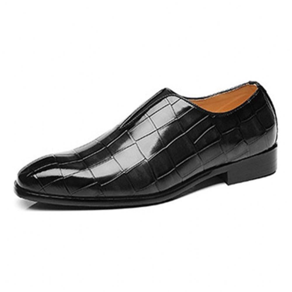 Mocassins Pour Hommes Chaussures Richelieu Exotiques À Bout Pointu - Noir