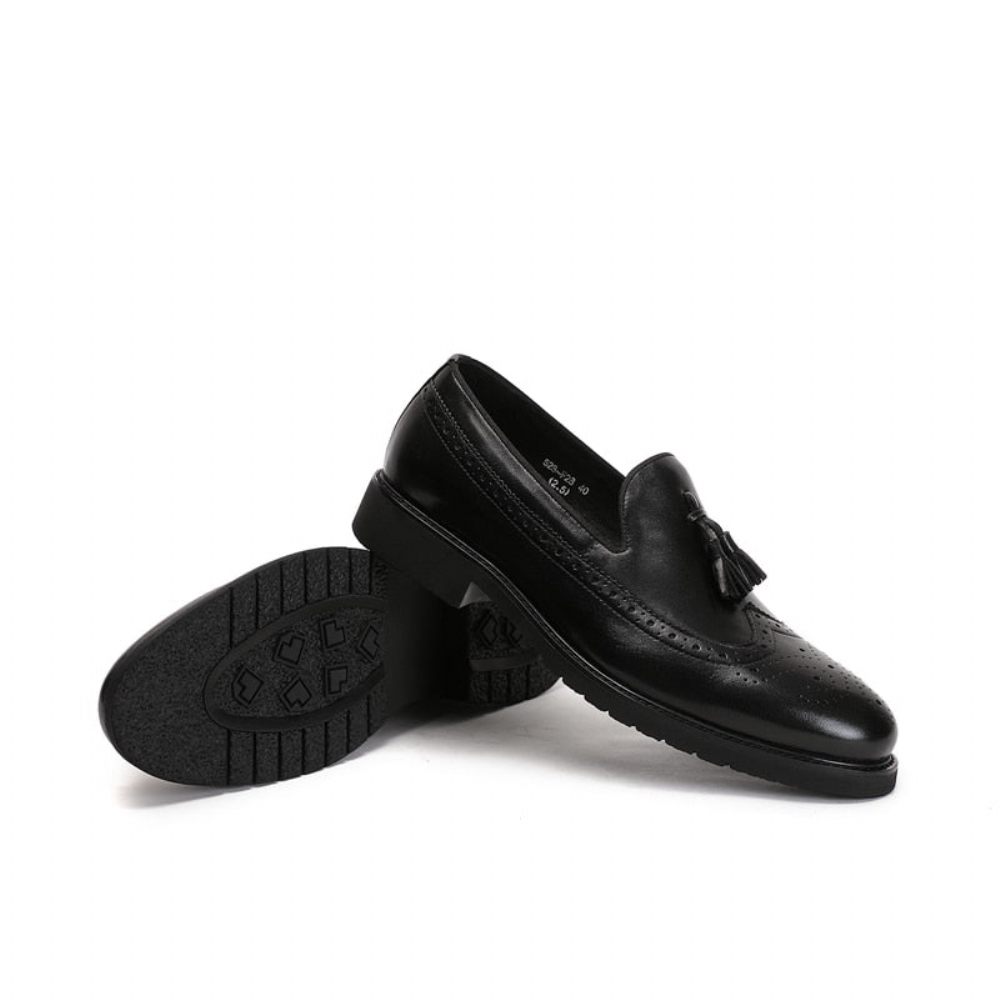 Mocassins Pour Hommes Chaussures Richelieu Exotiques À Enfiler - Noir