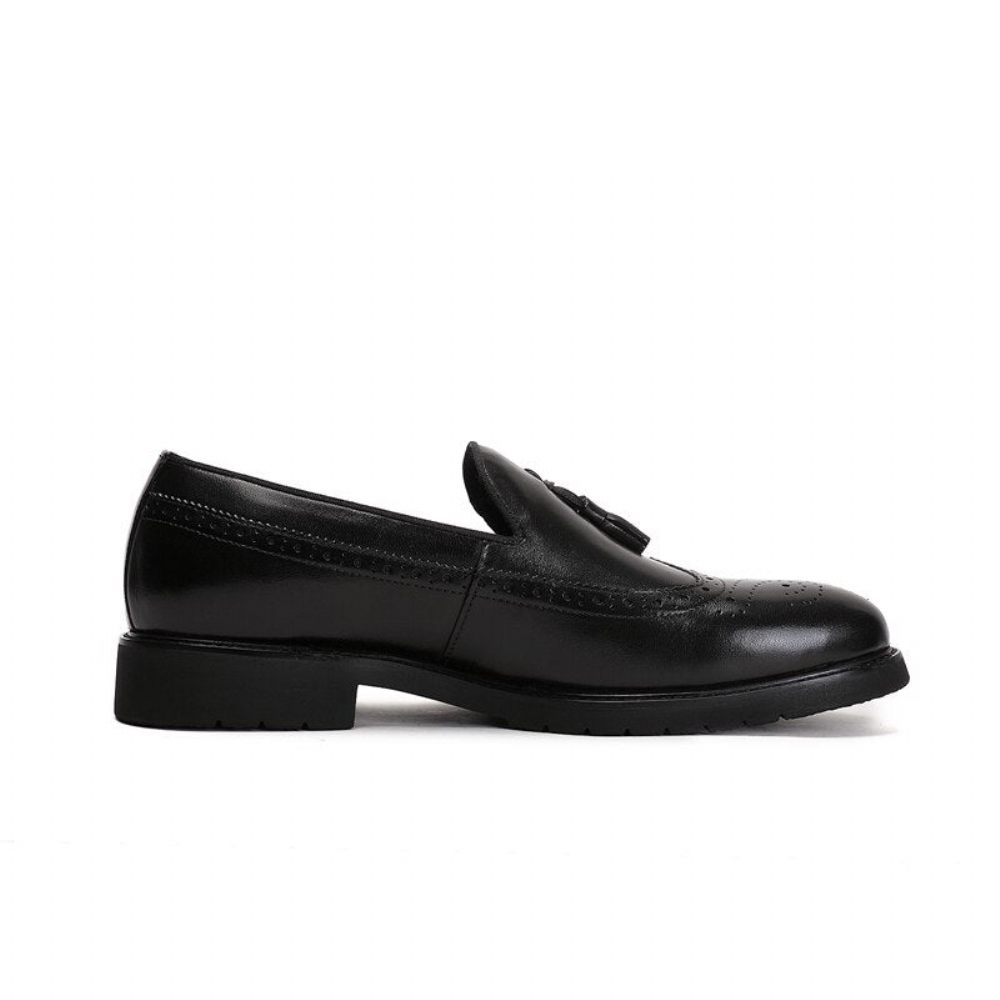 Mocassins Pour Hommes Chaussures Richelieu Exotiques À Enfiler - Noir