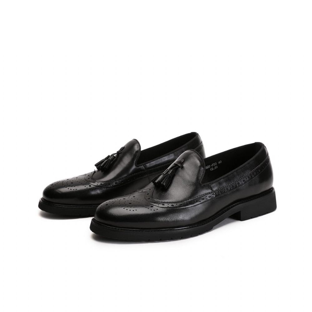 Mocassins Pour Hommes Chaussures Richelieu Exotiques À Enfiler - Noir