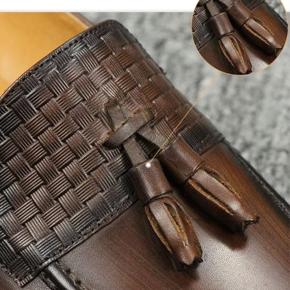 Mocassins Pour Hommes Chics À Enfiler Motif Croco - Café