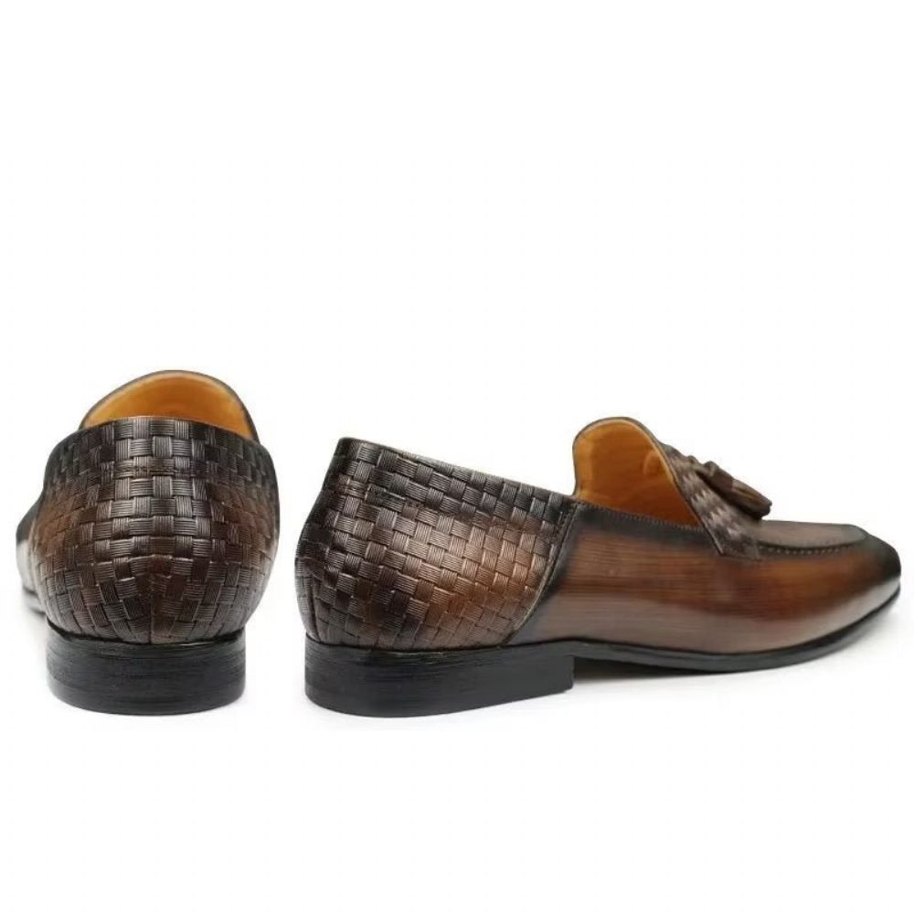 Mocassins Pour Hommes Chics À Enfiler Motif Croco - Café