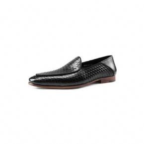 Mocassins Pour Hommes Class Cuir Gaufré Chaussures Richelieu Formelles À Enfiler