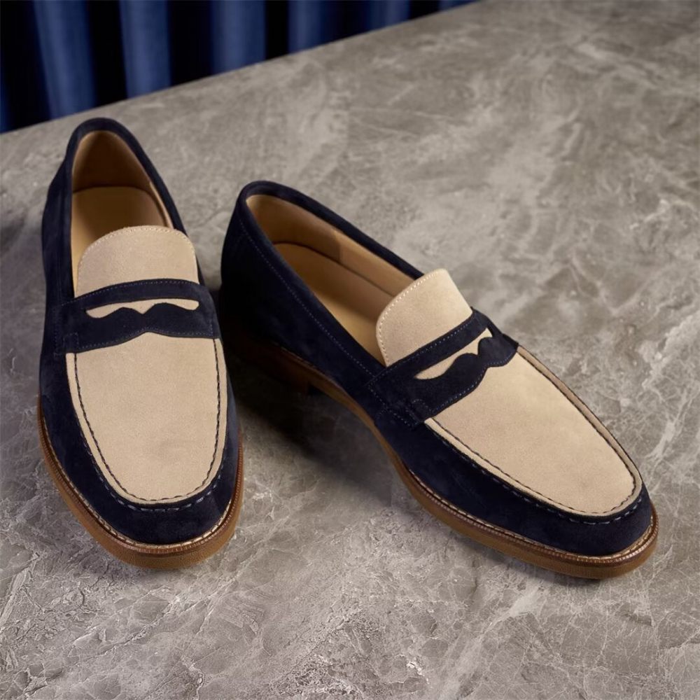 Mocassins Pour Hommes Classiques Cuir - Bleu