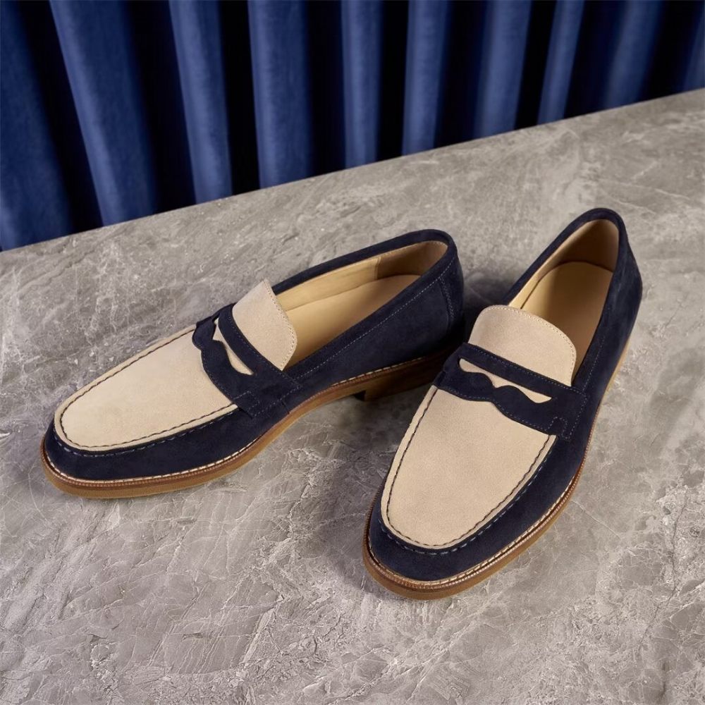 Mocassins Pour Hommes Classiques Cuir - Bleu