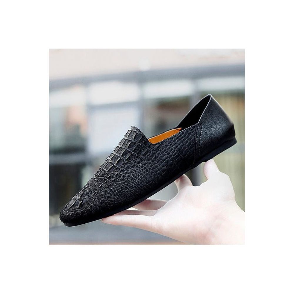 Mocassins Pour Hommes Conduite Confortables Cuir Crocodile Luxe