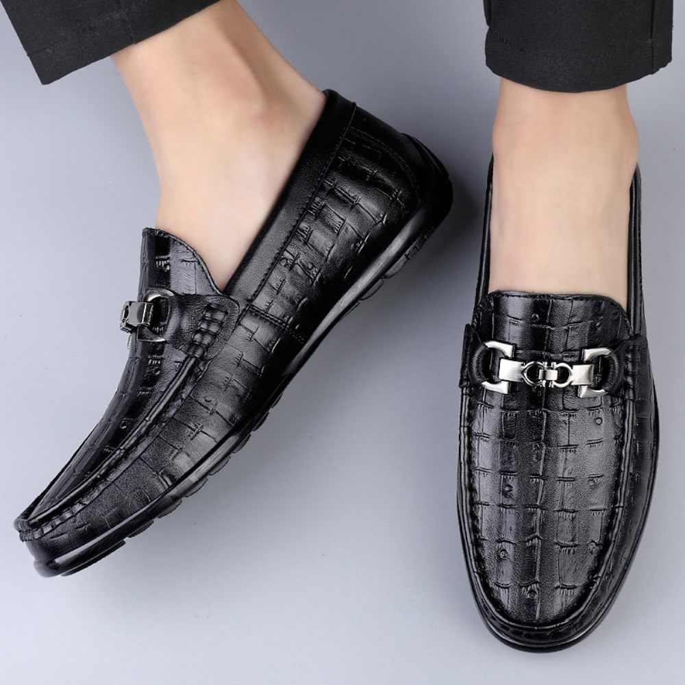 Mocassins Pour Hommes Conduite À Enfiler Modish Croctex - Noir