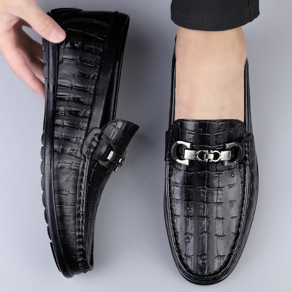 Mocassins Pour Hommes Conduite À Enfiler Modish Croctex - Noir