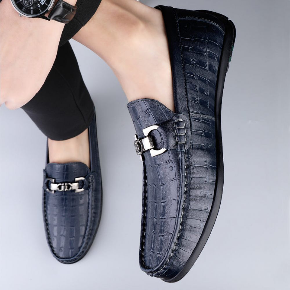 Mocassins Pour Hommes Conduite À Enfiler Modish Croctex - Bleu