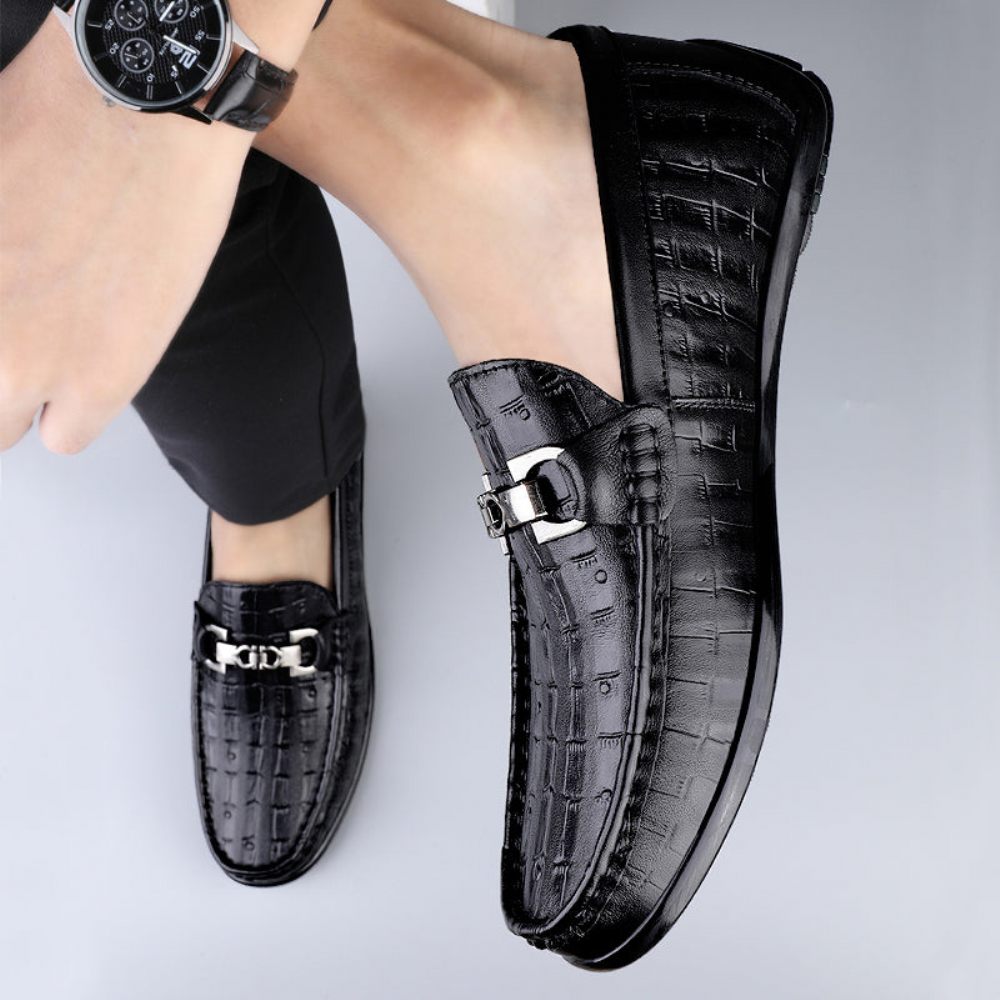 Mocassins Pour Hommes Conduite À Enfiler Modish Croctex - Noir