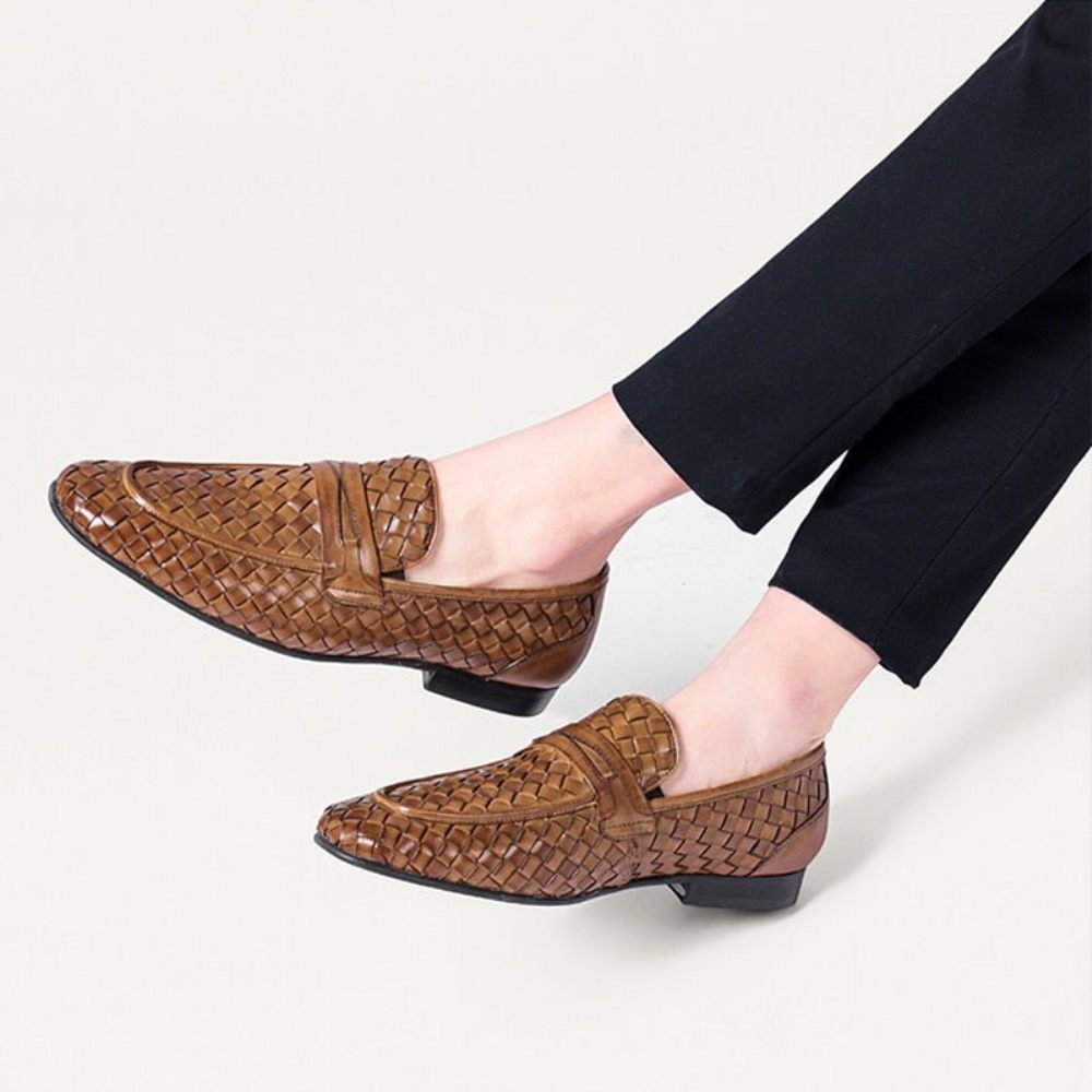 Mocassins Pour Hommes Confortables À Enfiler Cuir - Café