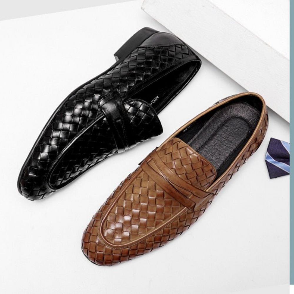 Mocassins Pour Hommes Confortables À Enfiler Cuir - Noir