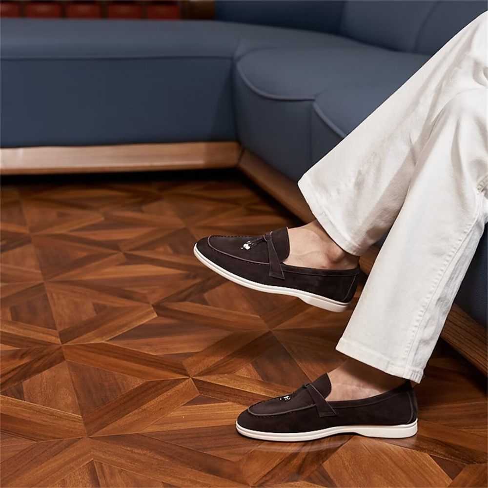 Mocassins Pour Hommes Cuir - Café