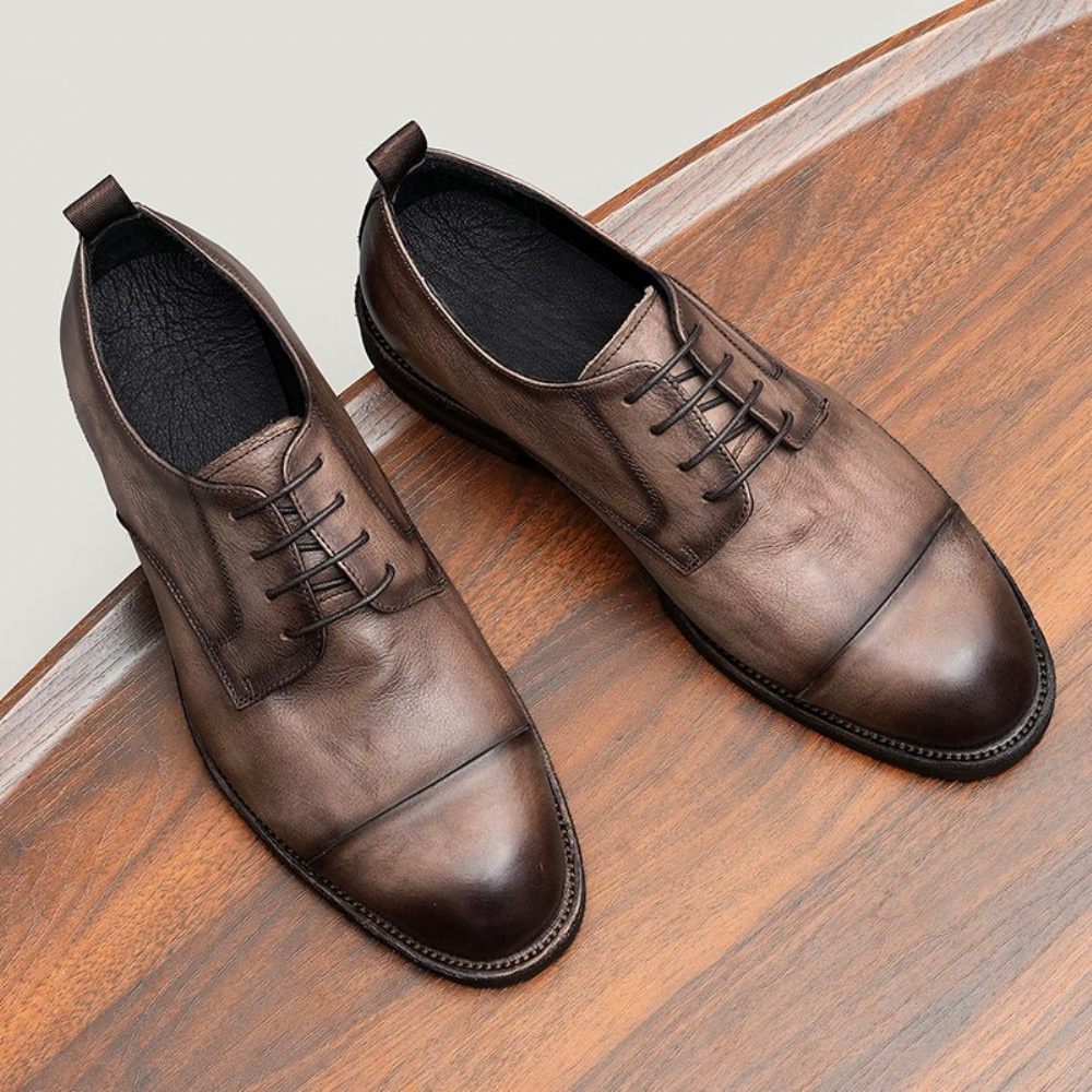 Mocassins Pour Hommes Cuir Chaussures Derby Élégantes - Chameau