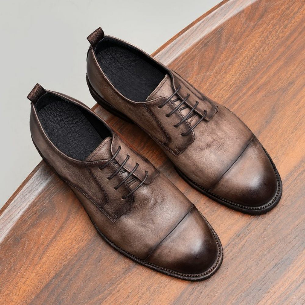 Mocassins Pour Hommes Cuir Chaussures Derby Élégantes - Chameau