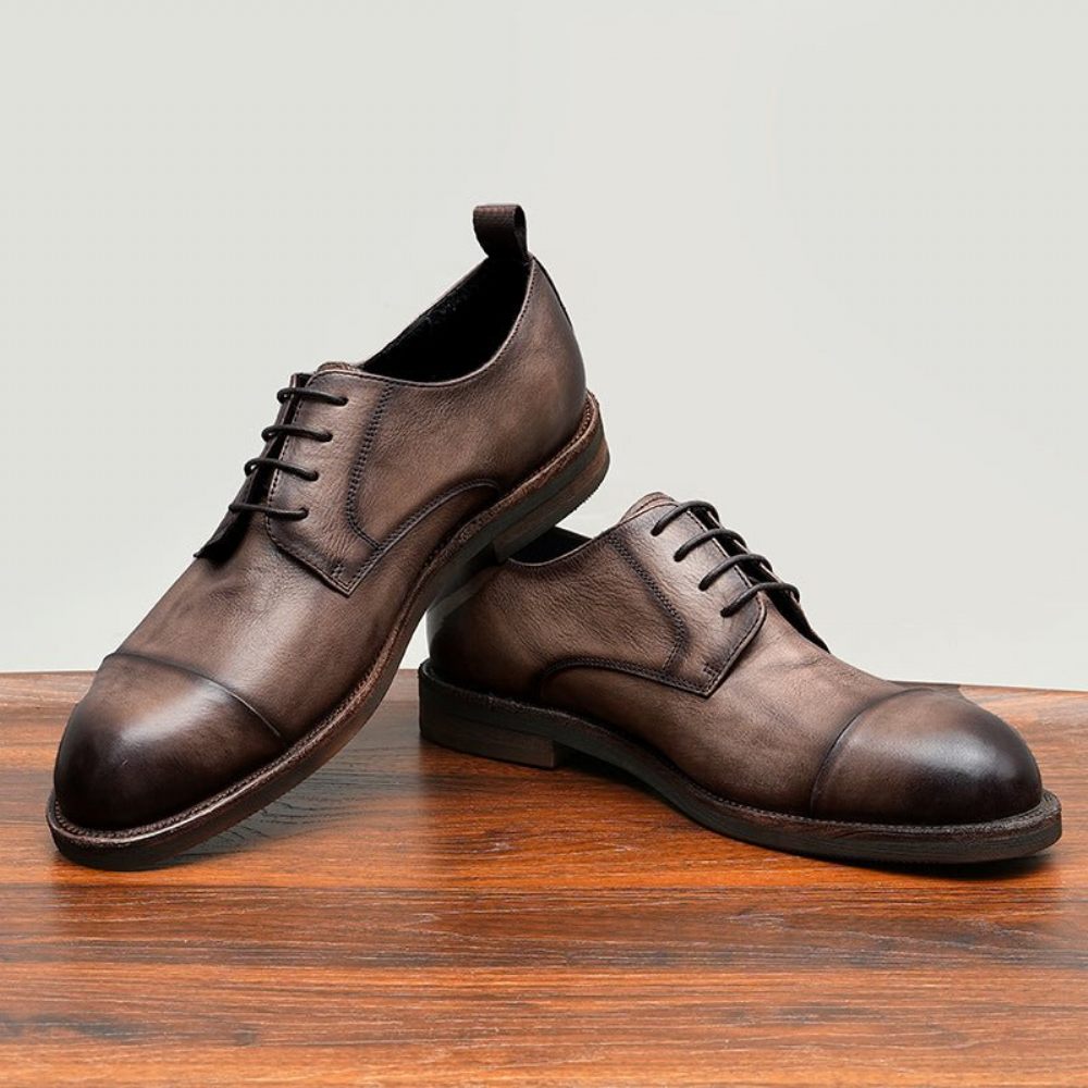 Mocassins Pour Hommes Cuir Chaussures Derby Élégantes - Chameau