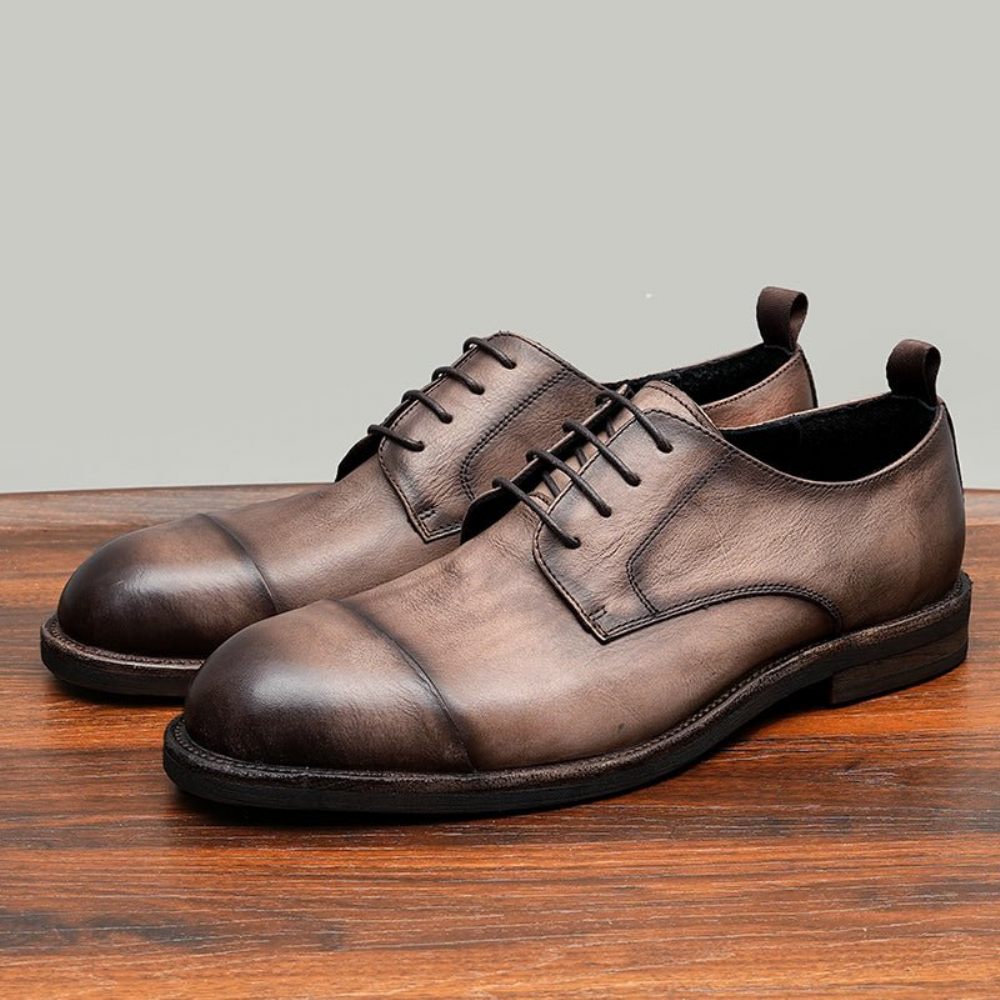 Mocassins Pour Hommes Cuir Chaussures Derby Élégantes - Chameau