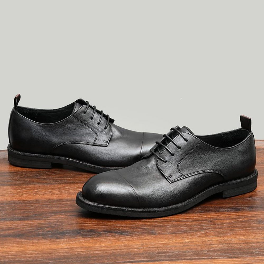 Mocassins Pour Hommes Cuir Chaussures Derby Élégantes - Noir