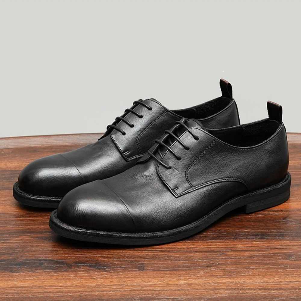 Mocassins Pour Hommes Cuir Chaussures Derby Élégantes - Noir