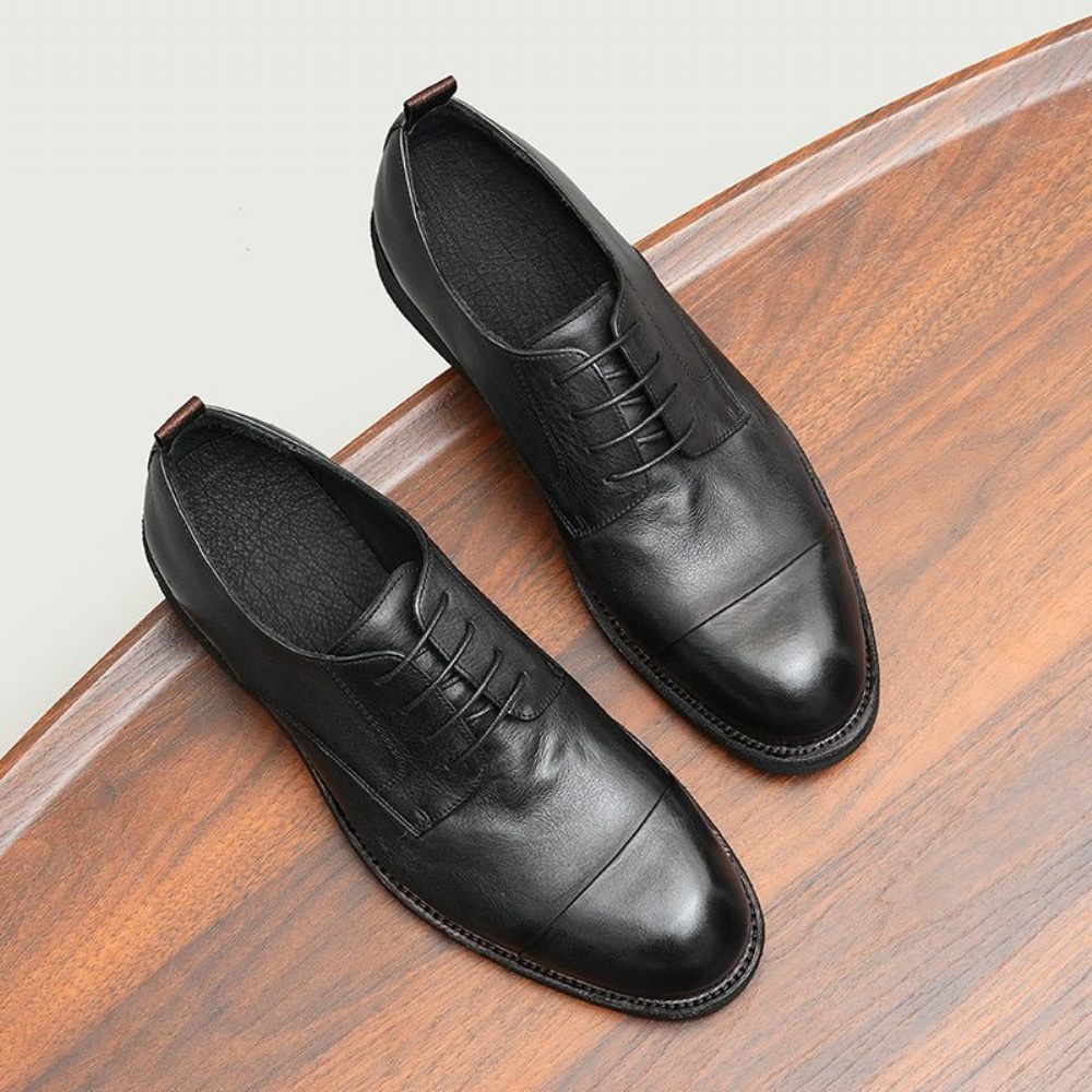 Mocassins Pour Hommes Cuir Chaussures Derby Élégantes - Noir