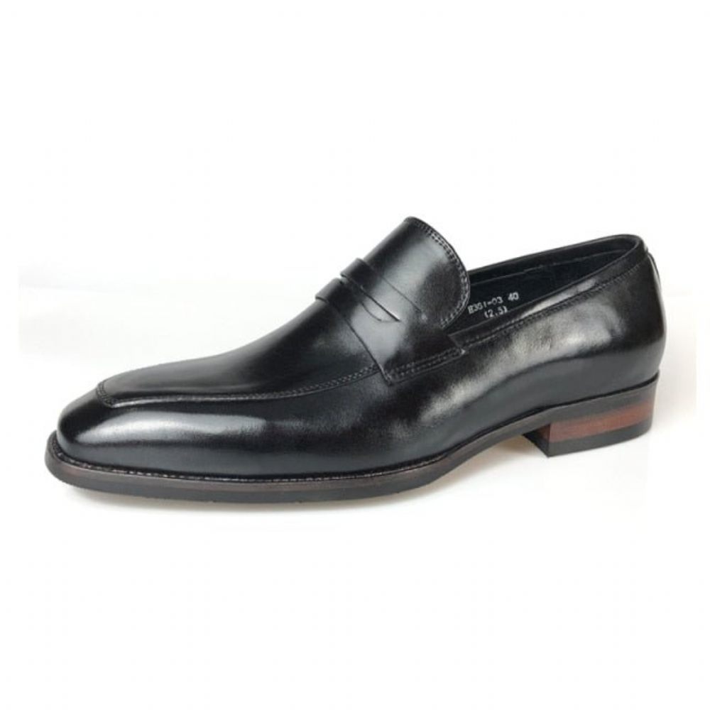 Mocassins Pour Hommes Cuir Exotique Chaussures Richelieu D'affaires À Bout Pointu - Noir