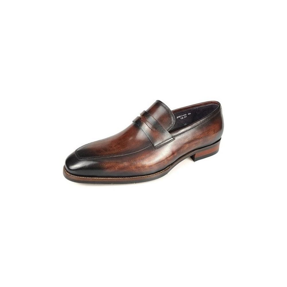 Mocassins Pour Hommes Cuir Exotique Chaussures Richelieu D'affaires À Bout Pointu - Café