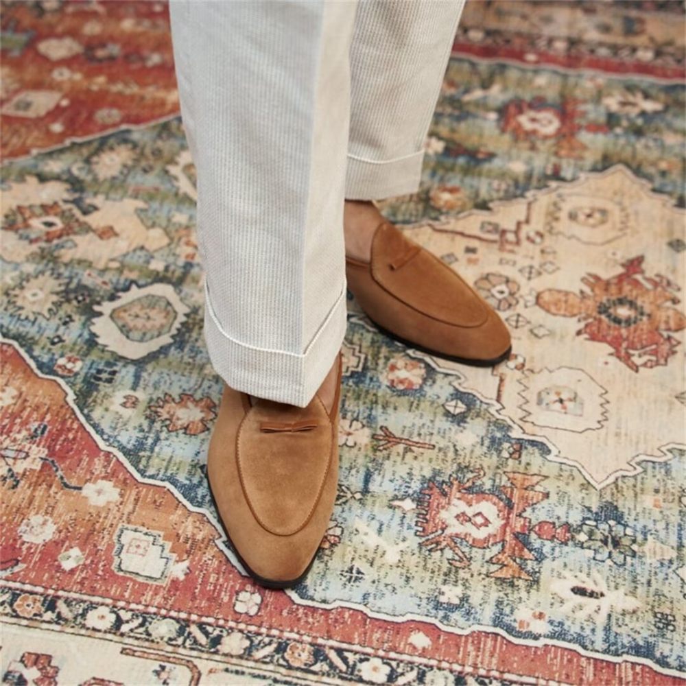 Mocassins Pour Hommes Cuir Vache - Camel