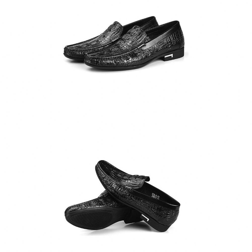 Mocassins Pour Hommes Décontractés À Enfiler Cuir Exotique - Noir