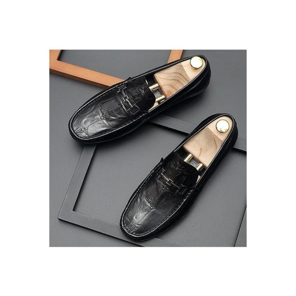 Mocassins Pour Hommes Derby Chics À Enfiler Cuir Croctex - Noir