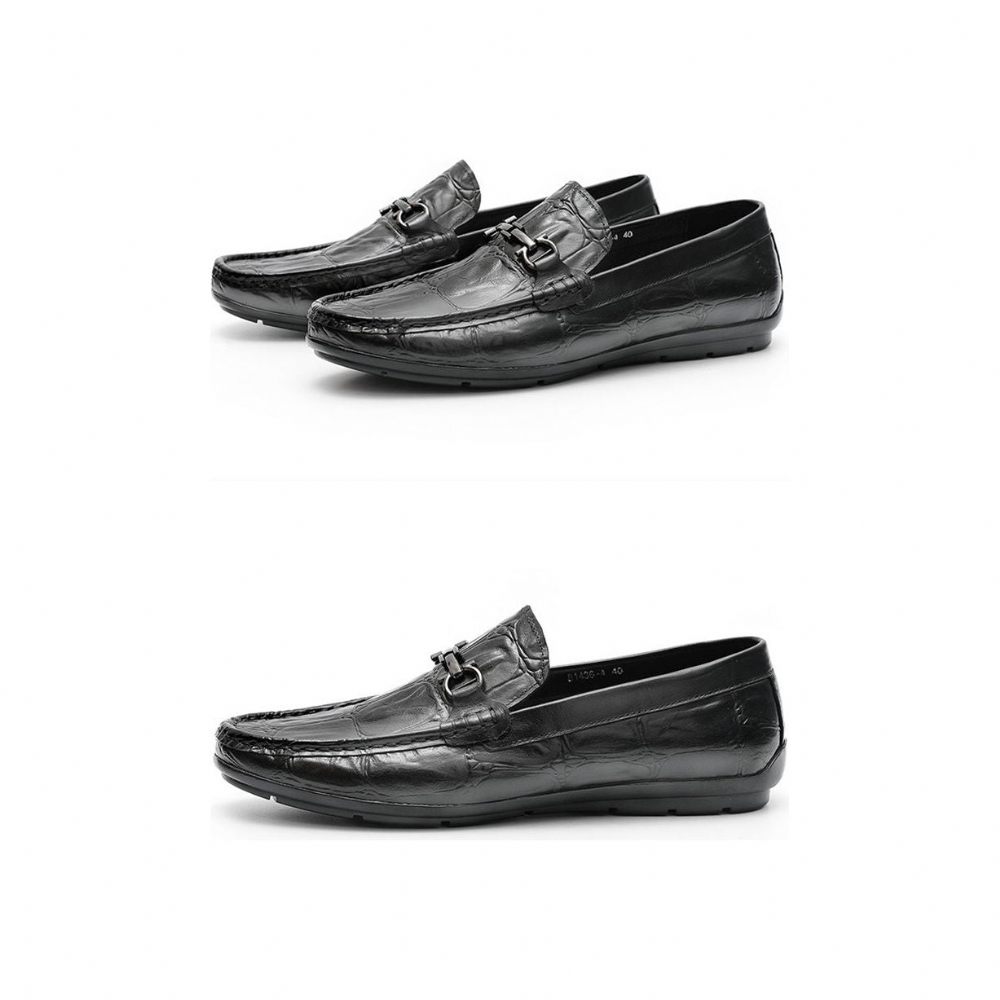 Mocassins Pour Hommes Derby Chics À Enfiler Cuir Croctex - Noir