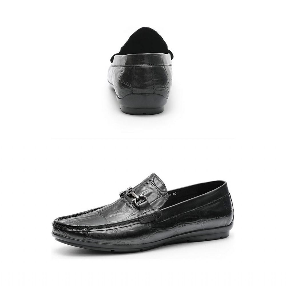 Mocassins Pour Hommes Derby Chics À Enfiler Cuir Croctex - Noir